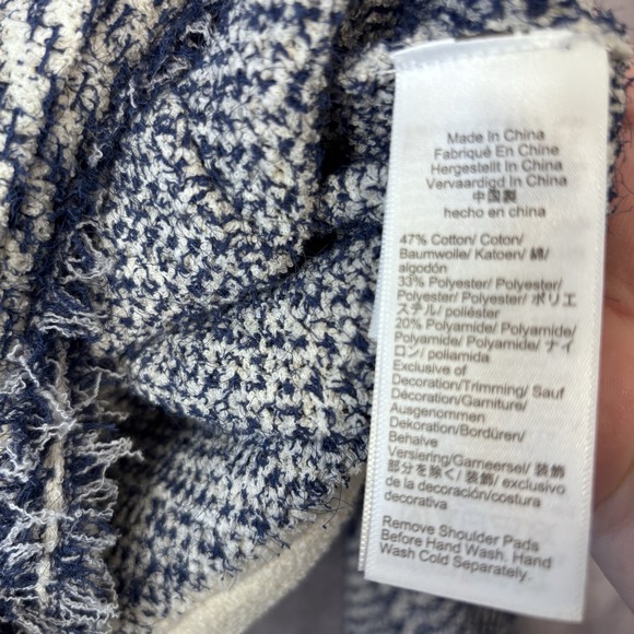 NWT J Crew Collection Womens M Tweed Fringe Cropped Jacket Blue Gold Buttons - Picture 6 of 9